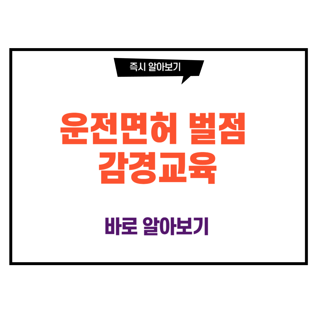 운전면허 벌점 감경교육