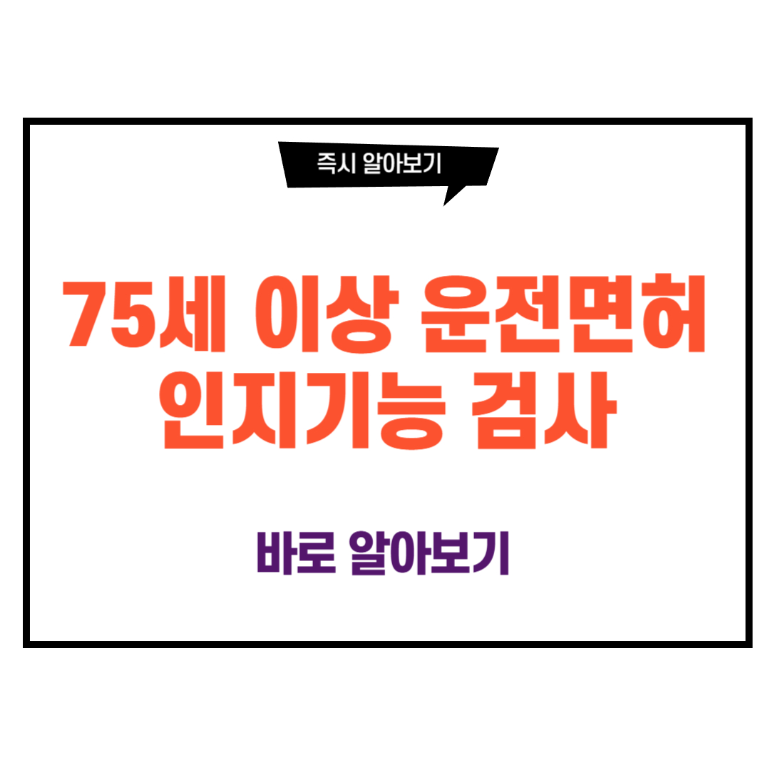 75세 이상 운전면허 인지기능 검사