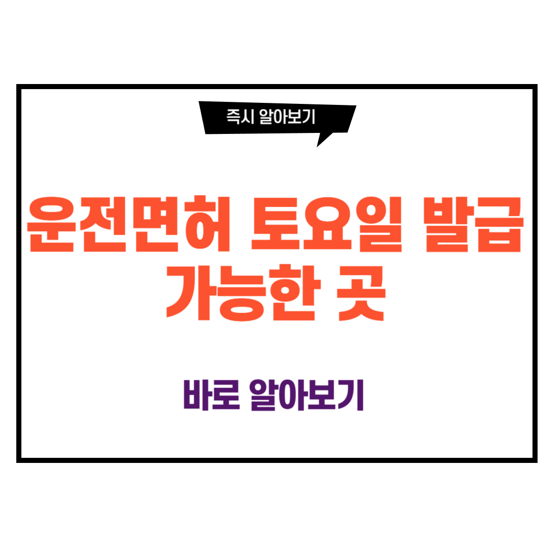 운전면허 토요일 발급