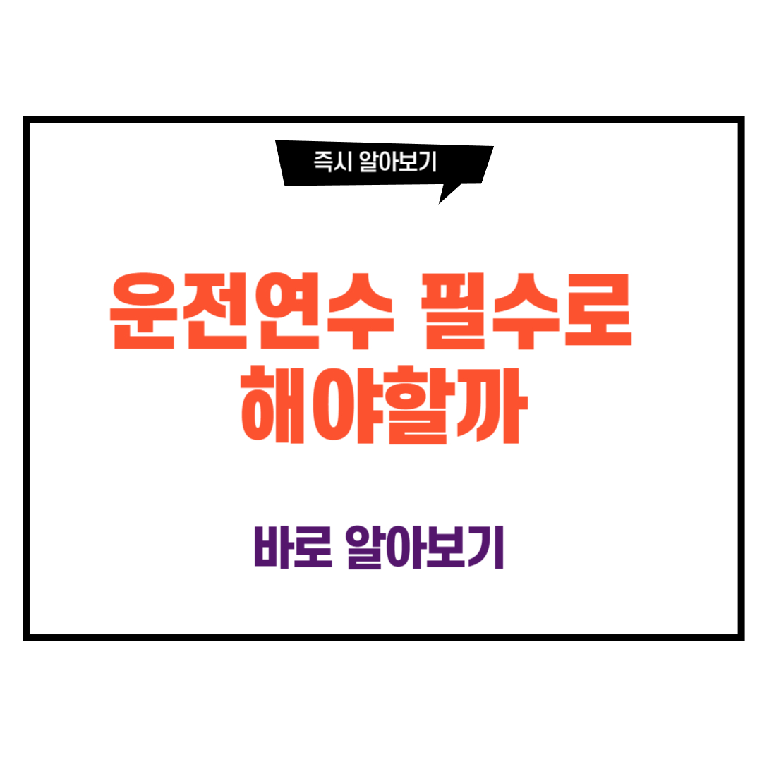 운전연수 필수로 해야할까