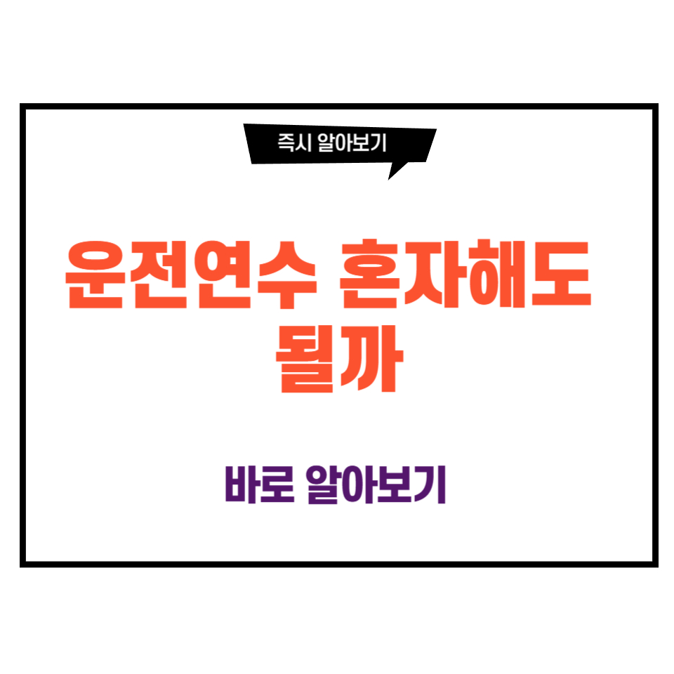 운전연수 혼자해도 될까